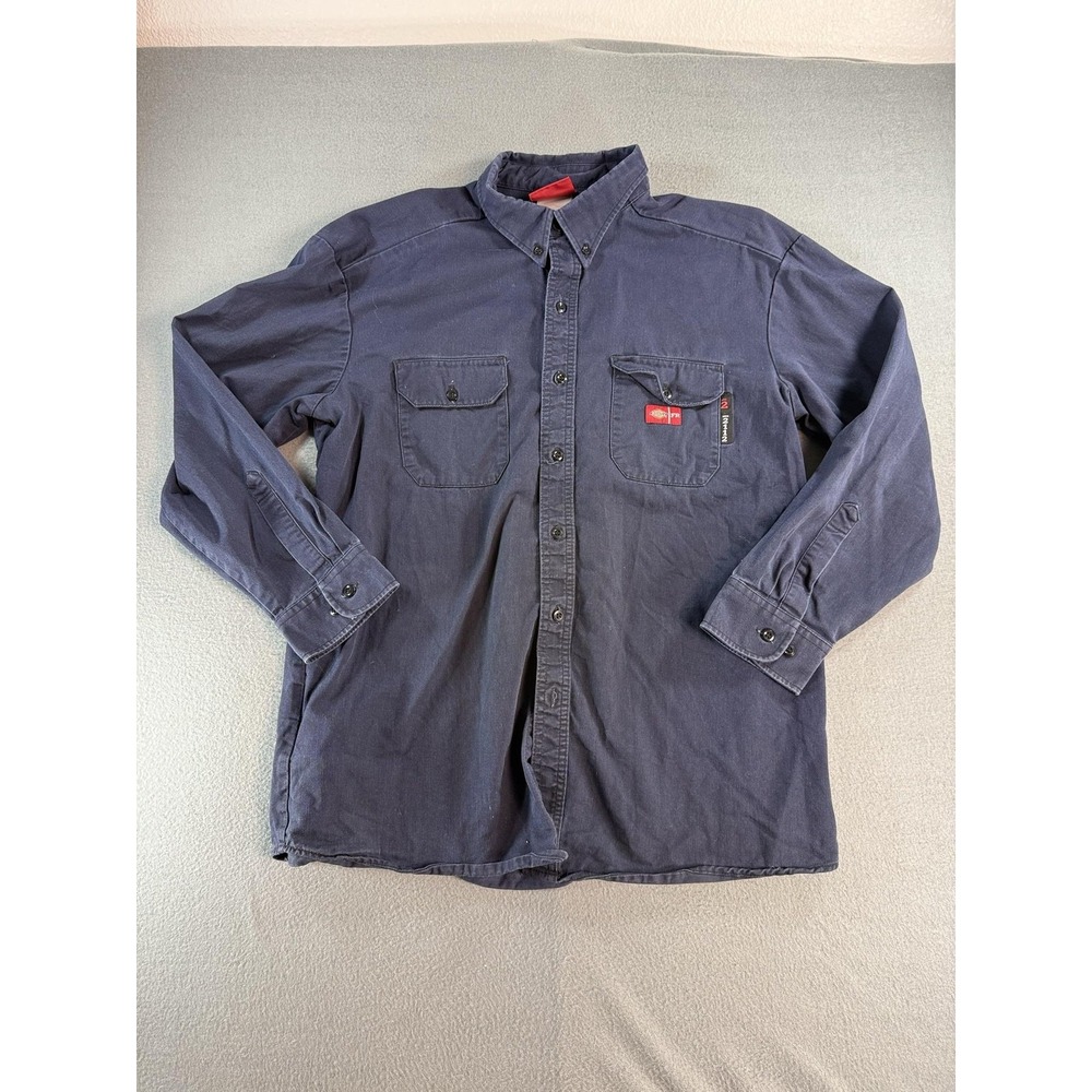 Dickies FR Shirt Mens XL Blue Twill Flame Resistant Button Up Workwear HRC2 2112